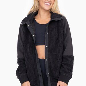 Mono B FRONT SNAP BOYFRIEND FIT SHERPA JACKET Black